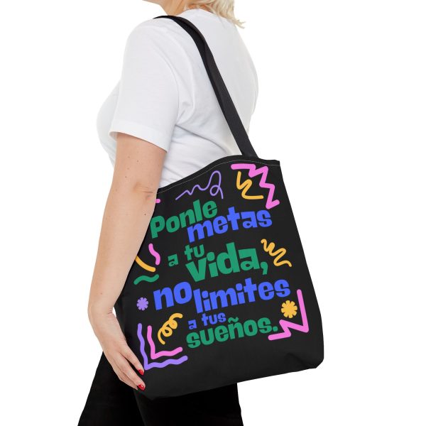 Bolsa de mano motivación "metas" negra para llevar a diario - Imagen 6