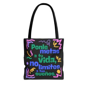 Bolsa de mano motivación "metas" negra para llevar a diario