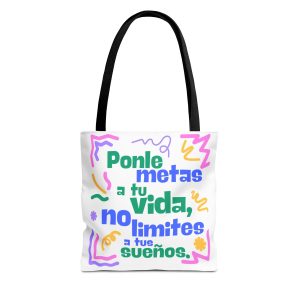 Bolsa de mano motivación "Metas" blanca para llevar a diario